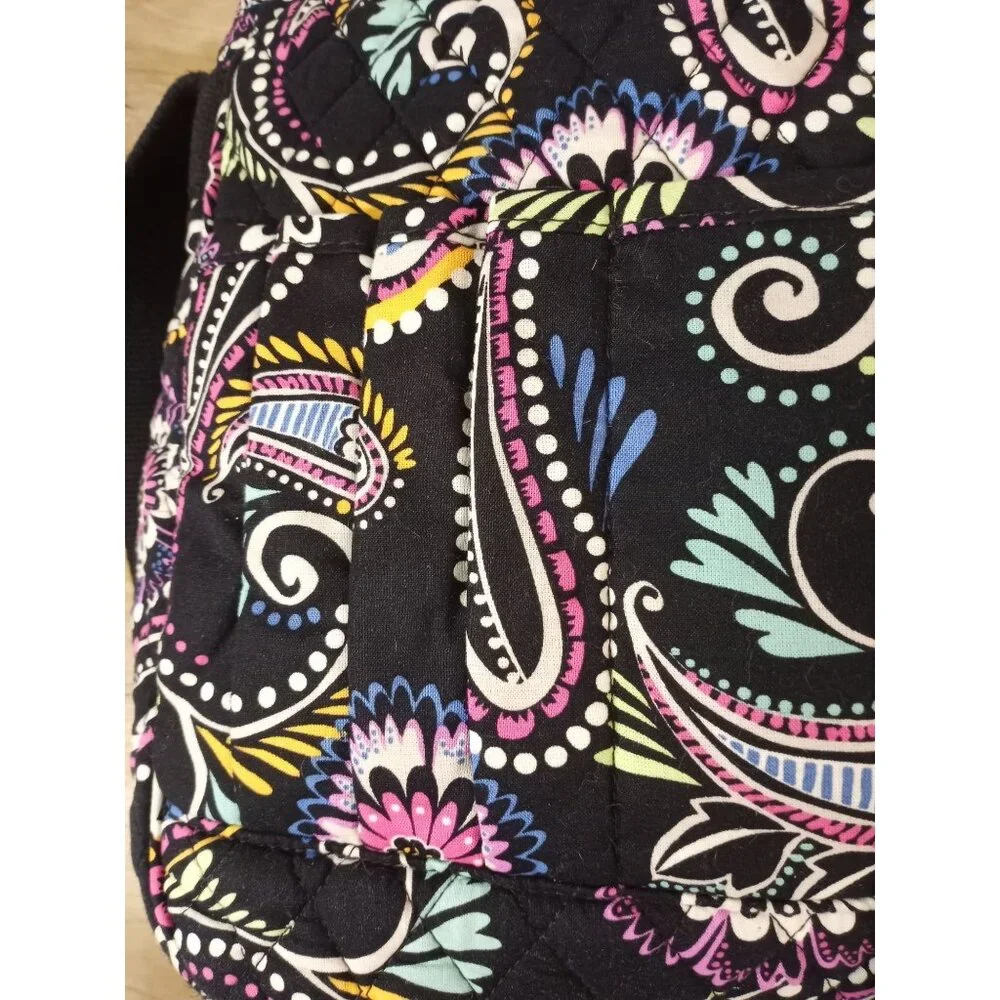 Vera Bradley Black Paisley Foldover Laptop Book Bag.
